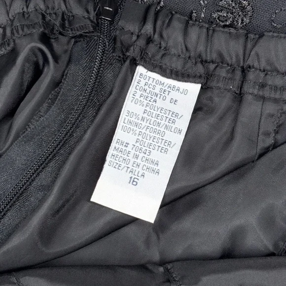 Black Floral Embroidered Pants Lace Scalloped Hem Womens 16 Whimsigoth Cottage - Picture 4 of 9